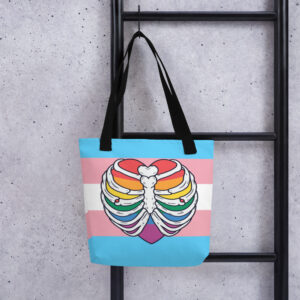 Trans Skeleton Heart Tote Bag