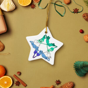 Masculine Hex Star Shaped Double-Sided Ceramic Ornament