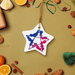 Bi-Pentacle Star Shaped Double-Sided Ceramic Ornament