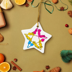 Purrsexual Charm Star Shaped Double-Sided Ceramic Ornament